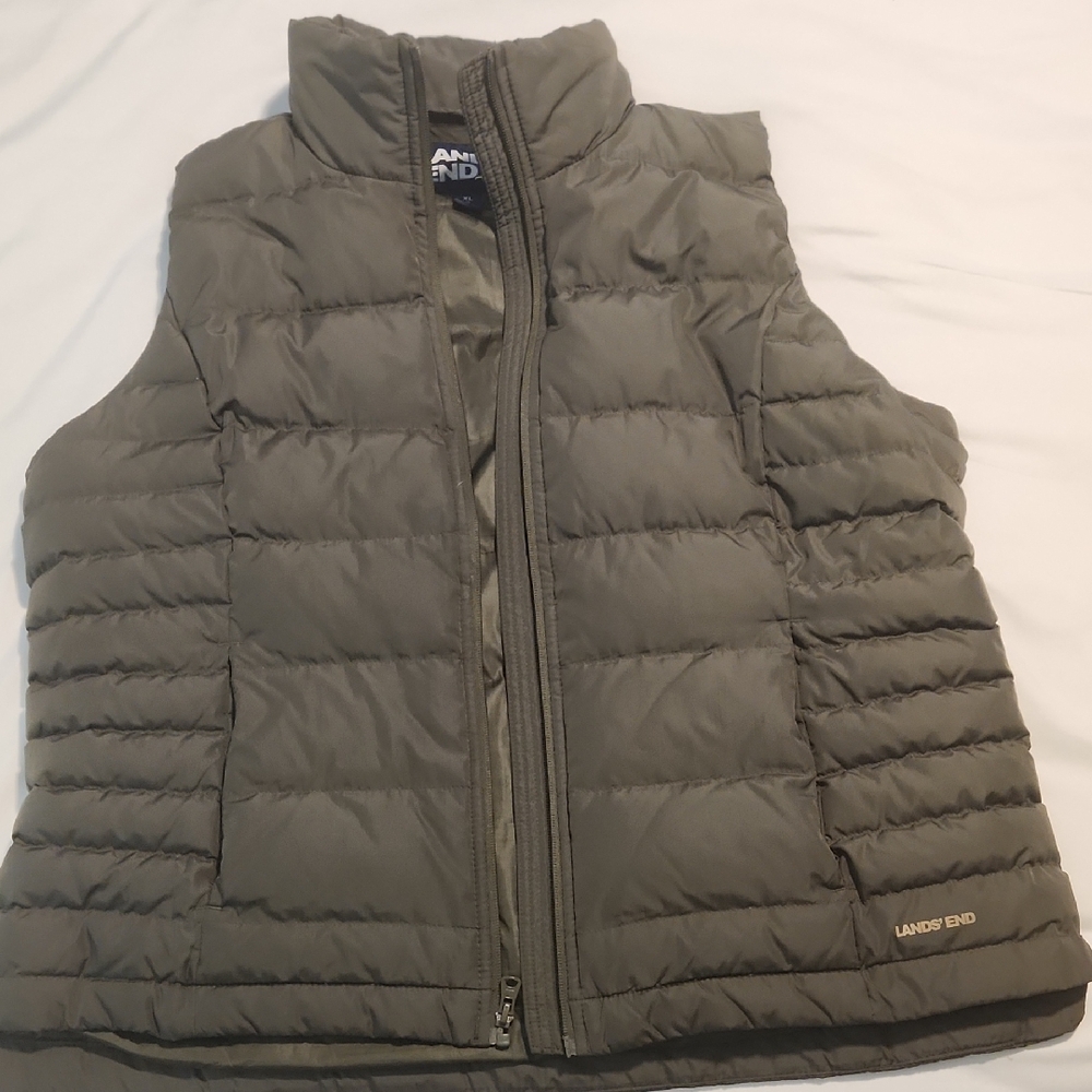 Lands' End Olive Quilted Vest